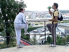 Old furry grandma rides strangers young dick