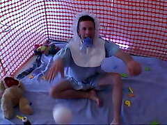 Senior man hired careful babysitter for his overgrown ignoramus