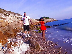 She has just turned 18 and Indiana Fox with her clean-shaven cunny is waiting to be boinked by the big cock on a beach