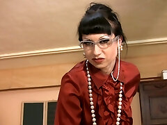 Lustful ugly MILF shows her crotch