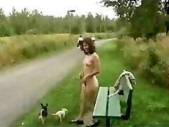 Babe gets bare in public for any who want to observe her goods