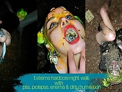 Extraordinary hardcore night walk with piss, enema, mini-rosebud and dirty humiliation