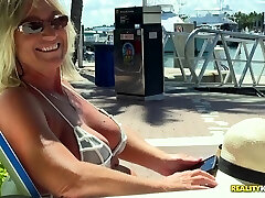 Horny milf with in a bikini fucks rigid on a stellar yacht