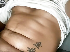 Bearded guy having fun jerking off and spunking a lot