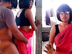 Makan Malkin ko Chodna Para - Indian Bhabi in Crimson Saree - Homemade Hindi Orgy Story