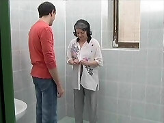 Mature fat grandmother gets her muff slamed in the bathroom