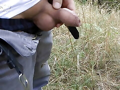 Pee tail cleaned - swallow cum in public