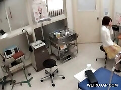 Fragile teen asian gets tits and cooter measured by doctor