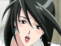 Bossy hentai bitch shagging her slurping cunt in public