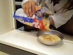 Eat cereal with pee and milk from the a-hole