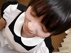 Black-haired Japanese beauty in maid costume play, blow job and internal cumshot after cum, uncensored. 2