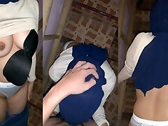 Blowjob and Doggy Fuck With Hijab Desi Coworker Domme On Factory Stairs