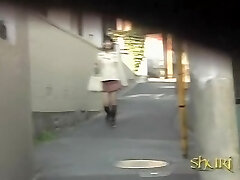 Public sharking of a super-cute Japanese stunner in a narrow street