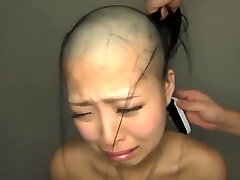 japanses gal head shaving