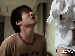 Uber-cute asian maid flashing butt upskirt seduces her boss