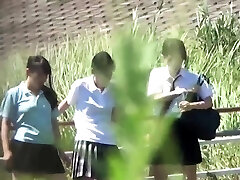 Asian college teens peeing