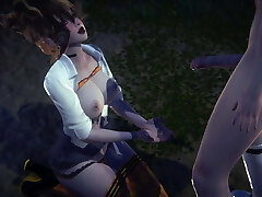 Anime Porn Uncensored - Hermi Blowjob and poked in a park at night