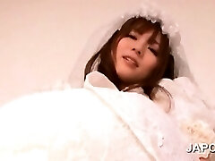 Hot chinese bride gets snatch vibed and fingered upskirt