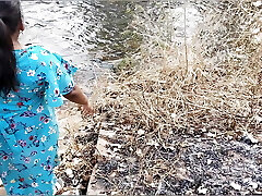 Super-fucking-hot desi sexy girl having fun here with village boyfriend taking bath on river.