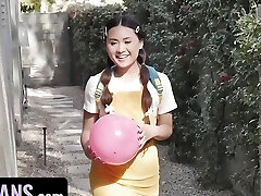 Nubile Princess Ella Voneva Gets Her Asian Muff Rammed By Diamond Banks' Huge Strap On - LittleAsians FFM Threesome