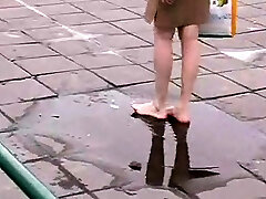 Crazy foot fetish in public