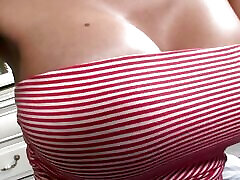 Busty Brunette Veronica Gives Him a Pep Talk and Her Pussy