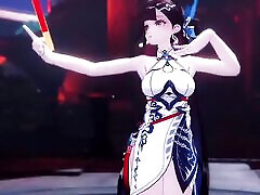 Honkai Li Sushang. Sexy Dance and Gradual Undressing