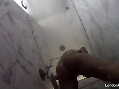 Hot Asian London Keyes takes a steamy shower