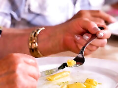 Man serves old couple in all ways and even in the sexual one