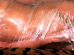 slut sits on huge dildo submissive wife try foil fetish bdsm session