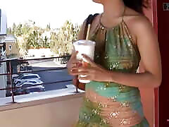 Brunette cutie flirts and is quickly picked up to take a ride on his BBC