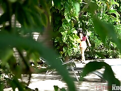 Asian babe caught and fucked outdoors
