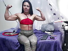 horny athlete doing her exercises with a lycra attached to her statuesque body and then undressing and leaving everything to the