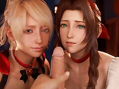 Aerith and Lunafreya gives blowjob