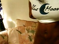 Black babe with firm tits gets nailed on the couch