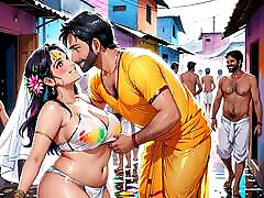 AI Generated Uncensored Anime Images Of Hot Indin Women Playing Naughty Holi
