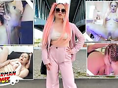 GERMAN SCOUT - Pink Hair Teen Maria Gail with Saggy Tits at Rough Anal Sex Casting
