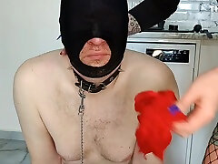 Dirty Panty Fetish. Dominatrix Nika Makes The Slave Smell Her Red Worn Panties Hits The Slaves Che