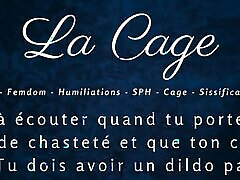 JOI for a caged guy who has to dildo his ass French Audio Porn