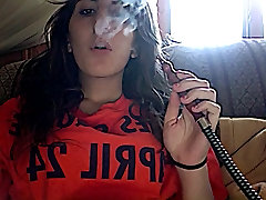 Hot Babe smokin Hookah