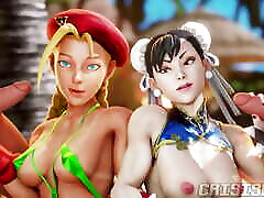 chun li und cammy spaß am strand ficken