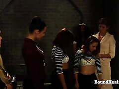 Two Horny Teen Lesbian Slaves Making Out And Masturbating
