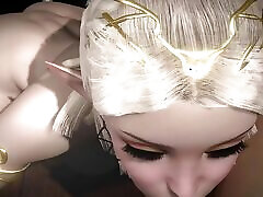 Sexy Blonde Elf Girl Sucking Dick in the Dark