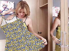 AuntJudys - Gorgeous Mature Beauty Diana in Sexy Yellow Panties and Stockings