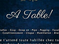 French Dirty Talk Your Mistress milks you at the table and makes you eat your