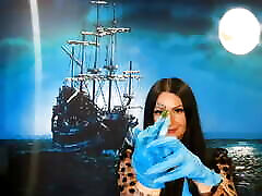 Glove fetish. natural tits mile Nika puts on medical gloves and tears them with her long nails. Latex gloves