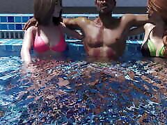 My fak red 15- Mark Giving Back Massage to His Stepsister Emma at Swimming Pool
