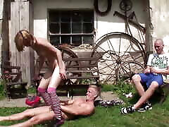 Sweet teen gets slammed outdoors in front of boyfriend