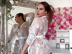 4k TRANSPARENT Night Gown Robe TRY ON HAUL with fr bunga cam View