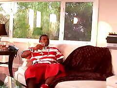 After Doing the Dishes the Blonde Black Babe Excitedly Strips to Prepare for His BBC
